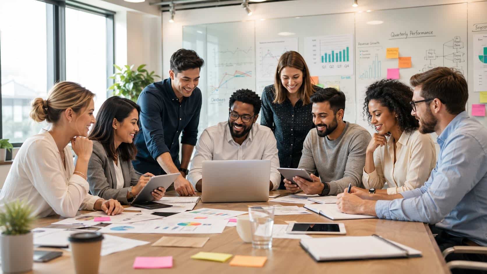 AI created image of team in office working together
